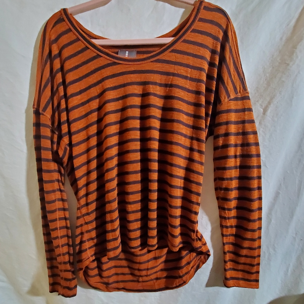 Orange and Navy striped long sleeve